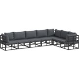 vidaXL Vrtna sedežna garnitura 7 pcs Črna 70 x 70 x 32 cm Aluminij | Shoptok.si