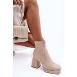 Boto Suede Heeled Boots Beige Makeline | shoptok.hr