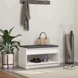  Klupa za hodnik s jastukom s policom Bijeli 83 x 38 x 45 cm - Bijeli 83 cm | shoptok.hr