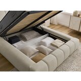 Bobochic Paris Bež oblazinjena zakonska postelja s prostorom za shranjevanje z letvenim dnom 140x190 cm Denali – | Shoptok.si