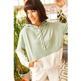 Olalook Women's Mint Green 2-Color Oversize Sweatshirt Cene