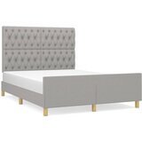 The Living Store Posteljni okvir z vzglavjem svetlo siv 140x200 cm blago - Posteljni Okvir Z Vzglavjem, (21526262) | Shoptok.si