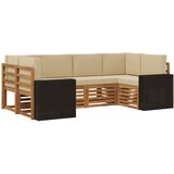 vidaXL Kotna sedežna garnitura 6 pcs Naravna in bež Poliester, (5000283846) | Shoptok.si
