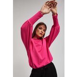 Marisse Fuchsia Puff Sleeve Sweatshirt Cene