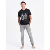 Ombre Men's JOGGERS denim pants with rubbing - light grey | Shoptok.si