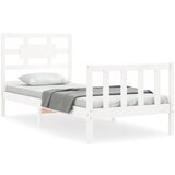 The Living Store Posteljni okvir z vzglavjem bel 90x200 cm trden les - Posteljni Okvir, (21524104) | Shoptok.si
