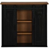 vidaXL viseča omara HALDEN 2 drsna vrata črna 75x22,5x70 cm Bor | Shoptok.si