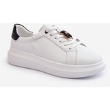 VINCEZA Women's Leather Sneakers with Bear White Mirven | Shoptok.si