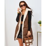 Resti Brown and cream long double-sided women's vest | shoptok.hr