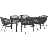 vidaXL 7-dijelni vrtni blagovaonski set s jastucima, crno | shoptok.hr