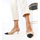 Gemre Beige fabric low heel pumps Cassie | Shoptok.si