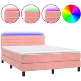  box spring s madracem LED ružičasti 140x190cm baršunasti | shoptok.hr