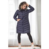 Dewberry Z6690 FUR HOODED WOMEN'S COAT-NAVY-1 | shoptok.hr