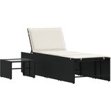  Modularne ležaljke 2 kom sa stolom crne boje poli ratan | shoptok.hr