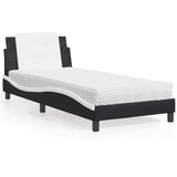 vidaXL Postelja z vzmetnico črna in bela 90x190 cm umetno usnje | Shoptok.si