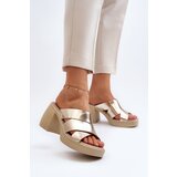 Kesi Zazoo Leather slippers on a block, gold | shoptok.hr