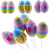  Easter Eggs on Wire Pick Carrot Tulips Decoration Colorful 6pcs | shoptok.hr