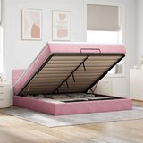 vidaXL Otomanska postelja z vzmetnico & LEDs roza 180x200cm žamet | Shoptok.si