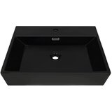  Umivaonik s otvorom za slavinu keramički crni 76 x 42,5 x 14,5 cm | shoptok.hr