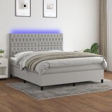 vidaXL Krevet box spring s madracem LED svjetlosivi 160x200 cm tkanina Cijene