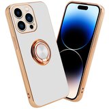 Cadorabo Ohišje, združljiv z Apple v sijajnem belem - zlatu z obročem - zaščitni pokrov iz fleksibilnega silikona TPU, z zaščito pred kamero in držalom magnetnega avtomobila, (20556383) Cene