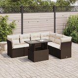 Maison Chic Seti vrtnega pohištva - Vrtna garnitura - Vrtni pohištvo set 7-delna z blazinami rjav poli ratan, (21802098) | Shoptok.si