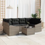 vidaXL 7-delni vrtni jedilni set z blazinami, siva poli rattan | Shoptok.si
