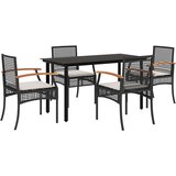  5-dijelni vrtni blagovaonski set s jastucima od poliratana crni Crna Dužina stola 140 cm | shoptok.hr