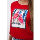 Kesi Blouse with flamingo graphics 3D red | shoptok.hr