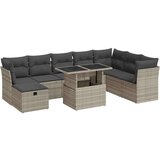 vidaXL 9-dijelni set vrtnih sofa od poliratana s jastucima svjetlosivi | shoptok.hr