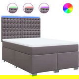 vidaXL Box spring postelja z vzmetnico siva 140x200 cm umetno usnje | Shoptok.si