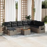 Maison Chic Seti vrtnega pohištva - Vrtna garnitura - Vrtni pohištvo set 9-delna z blazinami siv poli ratan, (21798107) | Shoptok.si