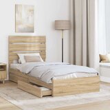  Postelja s shranjevanjem z vzglavjem Sonoma hrast 100 x 200 cm, (5000106572) | Shoptok.si