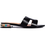 Shelvt Women's black flat flip flops | Shoptok.si