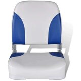 vidaXL zložljiv sedež za čoln z naslonjalom in modro-belo blazino 41x36x48cm | Shoptok.si