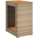  The Living Store Vrtna miza z leseno mizno ploščo bež 60x40x75 cm poli ratan - Vrtna Stranska Mizica, (21455569) | Shoptok.si