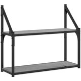  Zidna polica s 2 razine sivog hrasta sonome 60x21x51 cm drvena | Eponuda.com