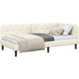 vidaXL Kotna postelja z vzglavjem krema 90 x 190 cm Žamet | Shoptok.si