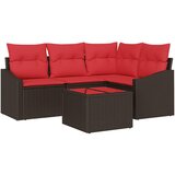 vidaXL Set sofe 5 kom. Smeđa poliratan - Smeđa sa stolom | shoptok.hr