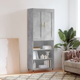 vidaXL Visoka komoda betonsko siva 69,5x34x180 cm inženirski les | Shoptok.si
