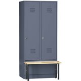 Wolf Garderobna omara s klopjo spredaj, vrata s polno steno, širina razdelka 400 mm, 2 razdelka, modro siva | Shoptok.si