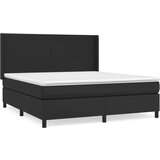  Box spring postelja z vzmetnico črn 160x200 cm umetno usnje, (20790003) | Shoptok.si