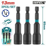 Total 3-delni set udarnih magnetnih usadnhi nastavaka HEX 13mm,dužina 65mm TAC271331 | ePonuda.com