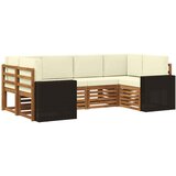 VidaXL Kotna sedežna garnitura 6 pcs Naravna in smetana Poliester, (5000283627) Slike