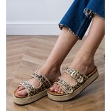 D/CEO Induri leopard print glitter buckle espadrille slides | Shoptok.si