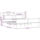 vidaXL Kovinski posteljni okvir brez vzmetnice sonoma hrast 180x200 cm | Shoptok.si