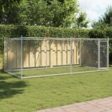 Pasji boks z vrati siv 4x2x1,5 m pocinkano jeklo Cene