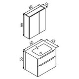 Hanah home Kupatilski ormarić sa umivaonikom i ogledalom (2 komada) Messina 65 v2 400 | Eponuda.com