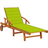 Maison Chic Vrtni Ležalnik - Sončna ležalnik z blazino trden akacijev les, (22042686) | Shoptok.si