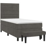 Box spring postelja z vzmetnico temno siva 100x200 cm žamet, (20900003) | Shoptok.si